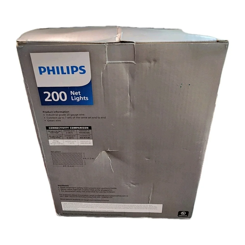 Philips 200ct 4' x 8' Heavy Duty Net Lights Color W/ Green Wire Indoor & Outdoor